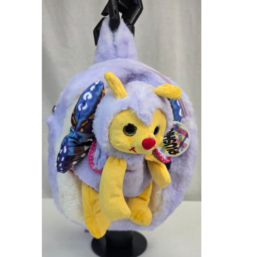 Plushies Huggable Animal Back Pack Lavender Fuzzy Butterfly Detachable Toy NWT